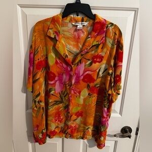 Draper's & Damon's Tropical Button Blouse Plus Size 3X
